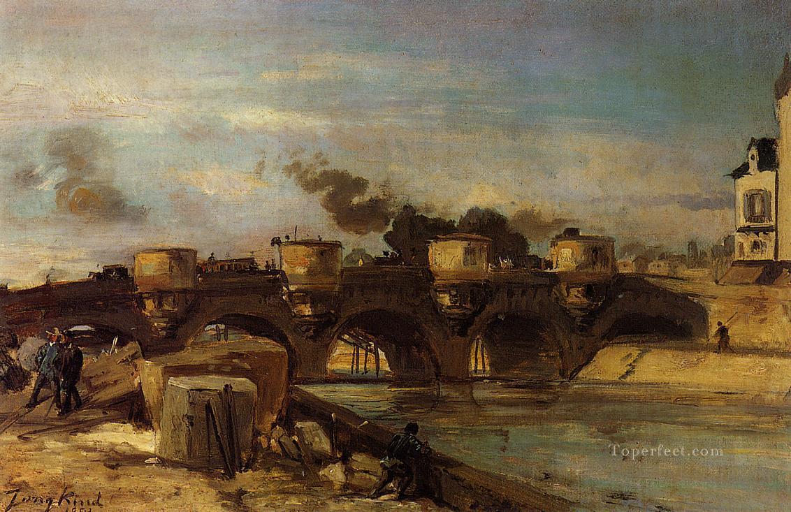 Fire on Pont Neuf Johan Barthold Jongkind Oil Paintings